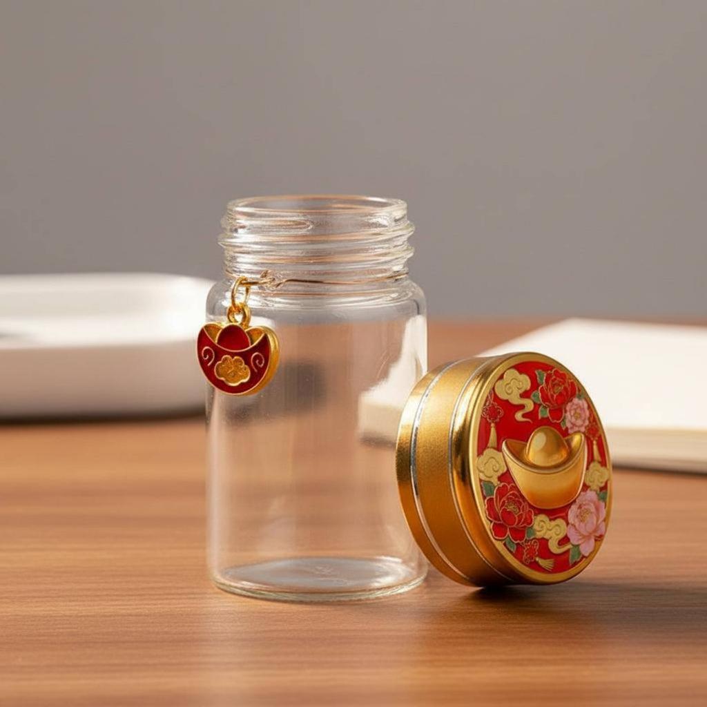 Gold Bean Savings Bottle Creative Home Decor Sealed Decorative Glass Bottle Mini Glass Storage Jar Distinctive Gift Notion