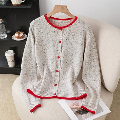 Casual Color-blocking Sweater for Autumn and Winter, Elegant and High-end Knitted Cardigan for Women