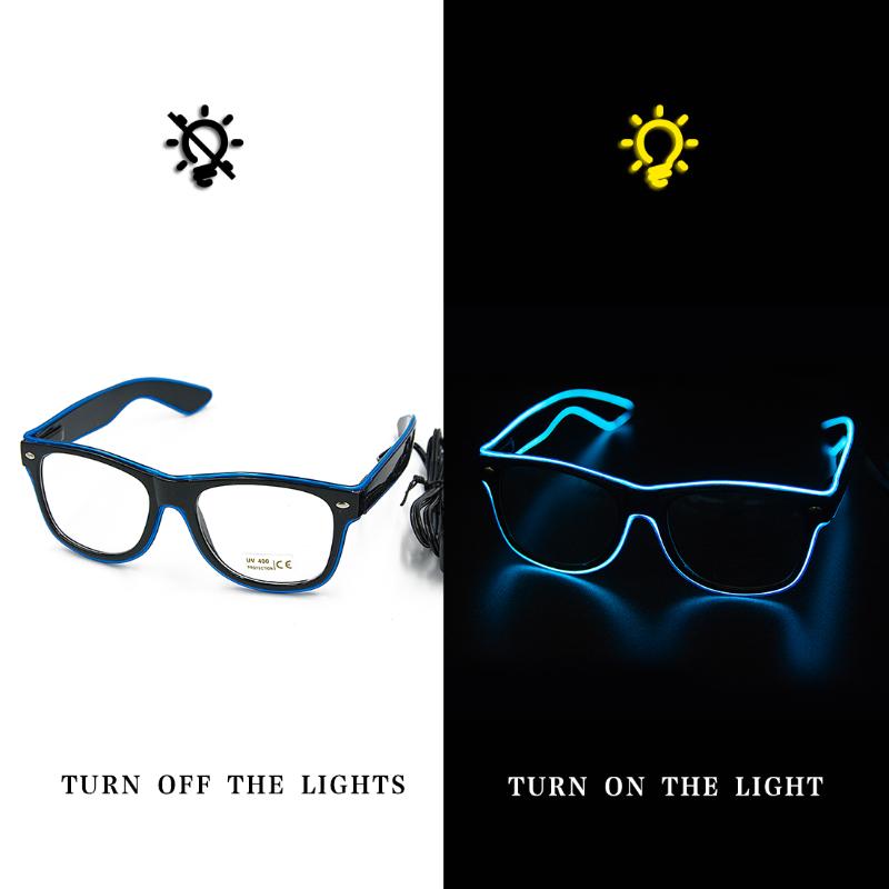 Leuchtende LED-Brille, Neon-Party-Brille, blinkende EL-Draht-Glow-Galaxy, leuchtende Neuheit, Geschenk, leuchtende Sonnenbrille, helles Lichtzubehör