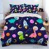Cartoon Dinosaur Space Cute Dino Children Duvet Cover Set HD Comforter Cover for Kids Bedding Sets Bedclothes Bedroom Decor