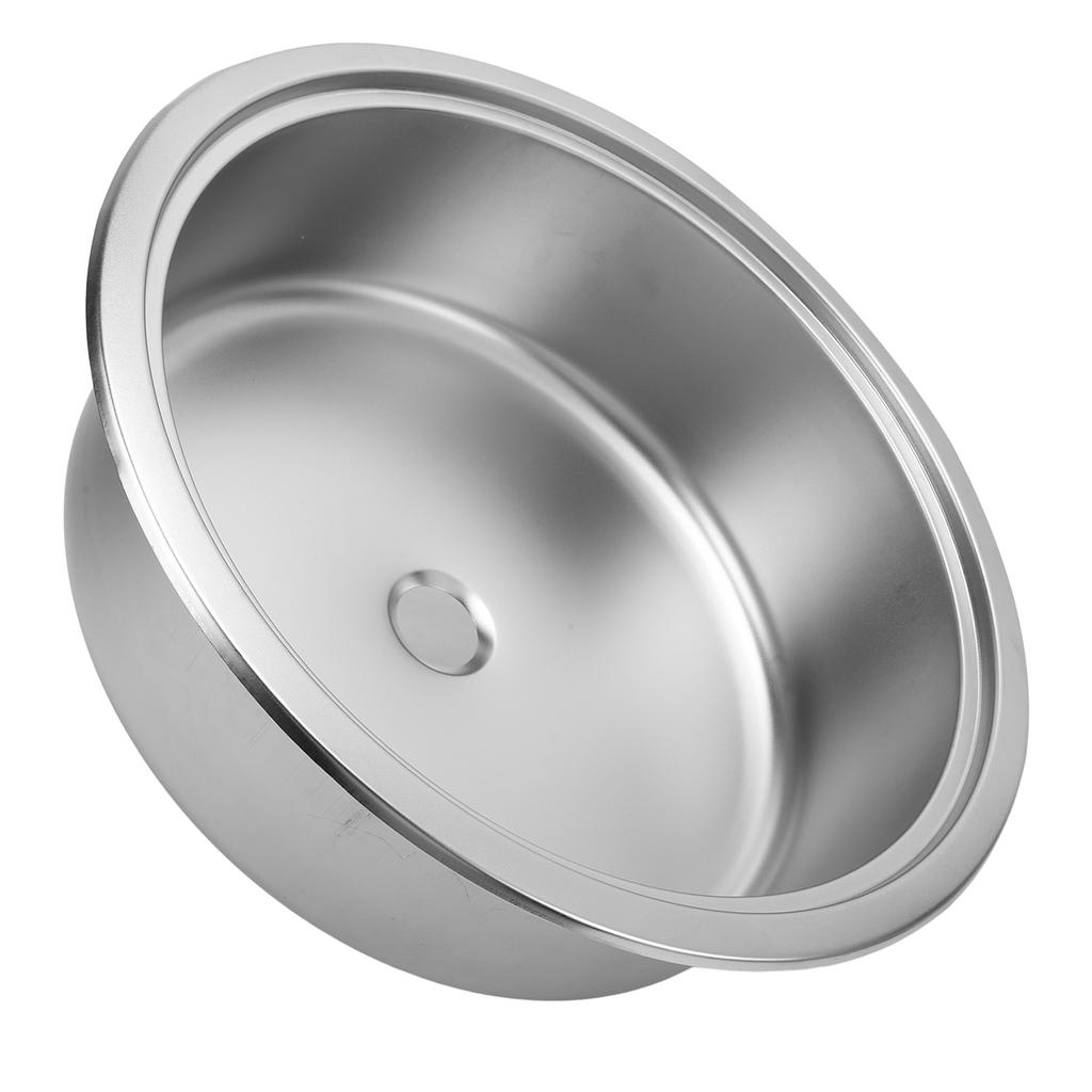 RV Round Sink 304 Stainless Steel 14.17x5.12in Kitchen Bar Basin Sink with 40mm Drain Outlet for Boat Yacht Caravan