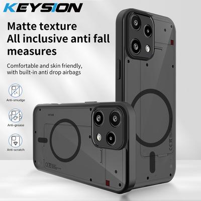 KEYSION Magnetic Phone Case for Nothing Phone 3A Lite Silicone+PC Matte Translucent Clear Shockproof Cover for Nothing 3A Lite