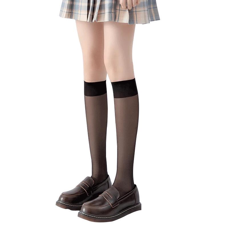 Women's Micro-Pressure Knee-High Socks - Thin Over-the-Knee Black & White