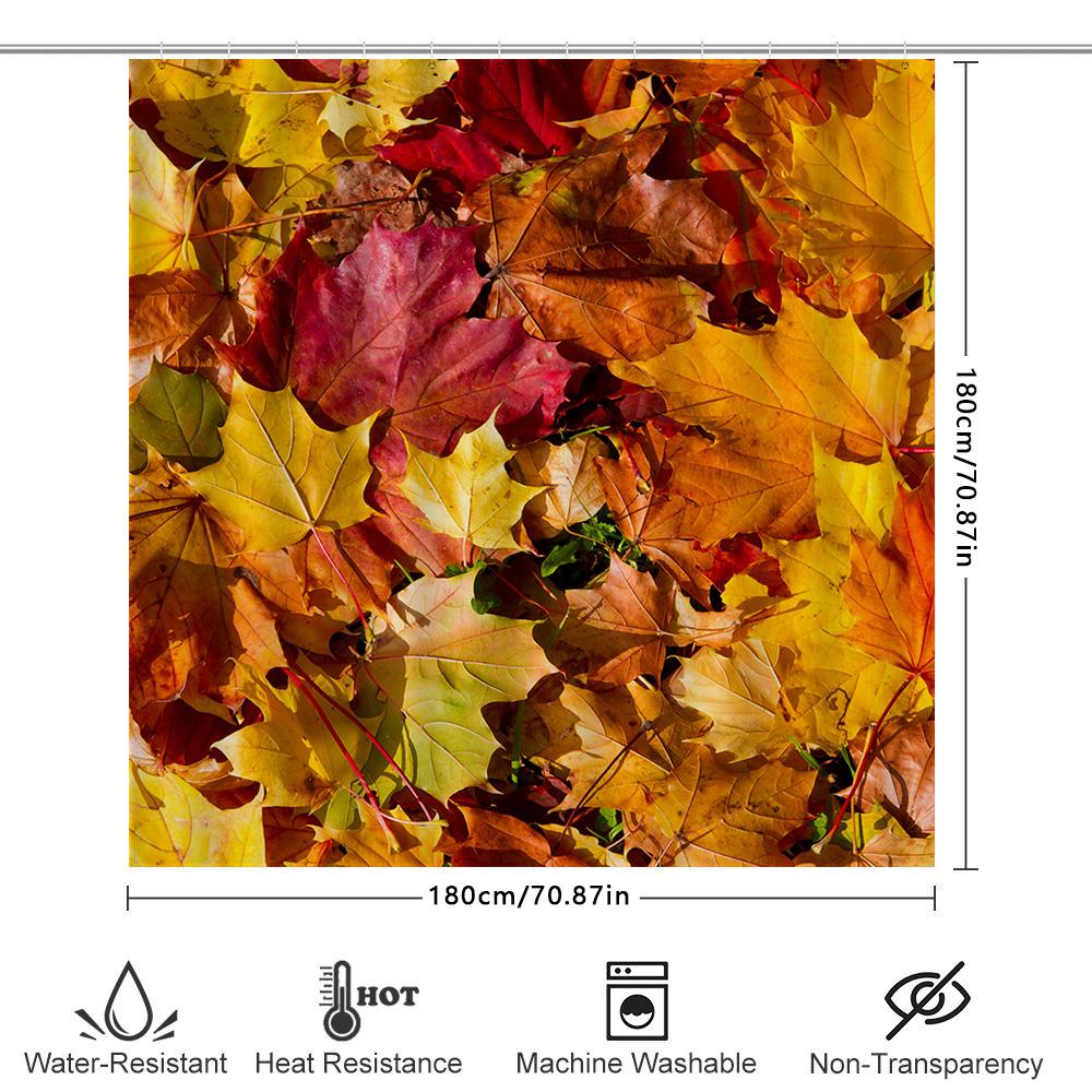Golden Autumn Shower Curtain With Leaf Print High-Quality Home Decor For Bathroom Decorations