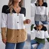Autumn and Winter Casual Contrast Button Long-sleeved Sweater Cardigan Jacket