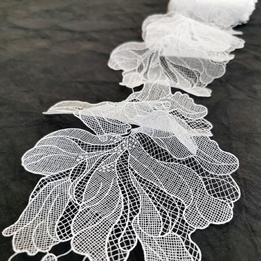 5Pcs White Mesh Flower Patch Bauhinia Appliques Wedding Repair 18*11cm