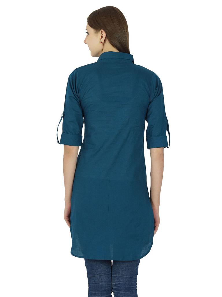 Casual Top Women Kurti Ethnic Indian Cotton Kurta Tunic Solid Designer Dress