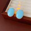 Simple Temperament Dopamine Color Oval Shape Stud Earrings for Women Personality Fashion Stainless Steel Piercing Jewelry Gifts