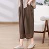 High-End Damen Sommer Ramie Weitbeinige Cropped Hose - Leichtes, Lässiges Baumwollleinen-Design
