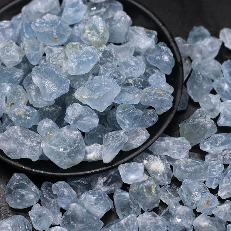 Natural Blue Celestite Mineral Quartz Crystal Rough Stone Healing Gravel
