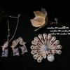 Sunset Melted Gold Peacock Gem Pearl Brooch, Sotheby'S, 18K Gold Jade Orchid Zircon Plated Brooch, Combination