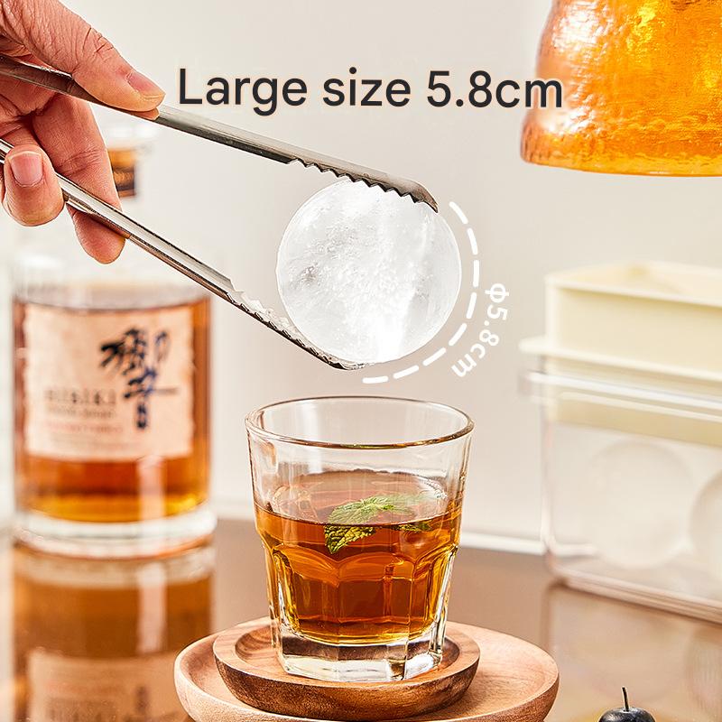Large Ice Ball Maker Food Grade Silicone Whiskey Sphere Press Ice Cube Tray Giant Ice Ball Maker, Compact Storage for Home Bar