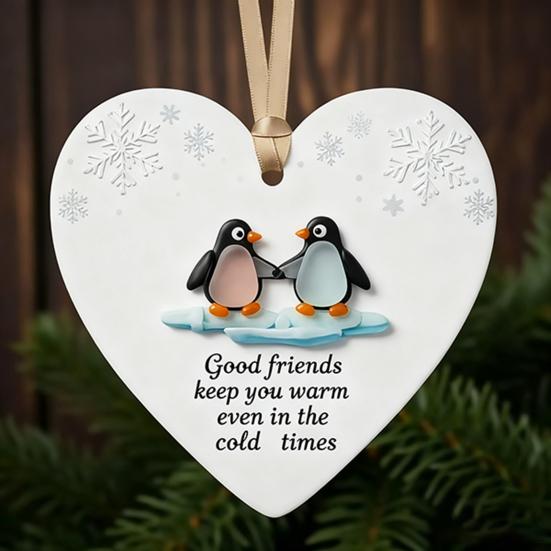 Heart-Shaped Sea Glass Friendship Ornament Handmade Sea Glass Art Christmas Animal Ornament Friendship Keepsake for Best Friends