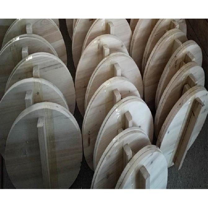 Wooden Wood Chinese Nature Color Handmade Anti Hot Pot Bowl Cover Iron Hypotenuse Cover Wok Wooden Pan Lid Der Deckel Lids