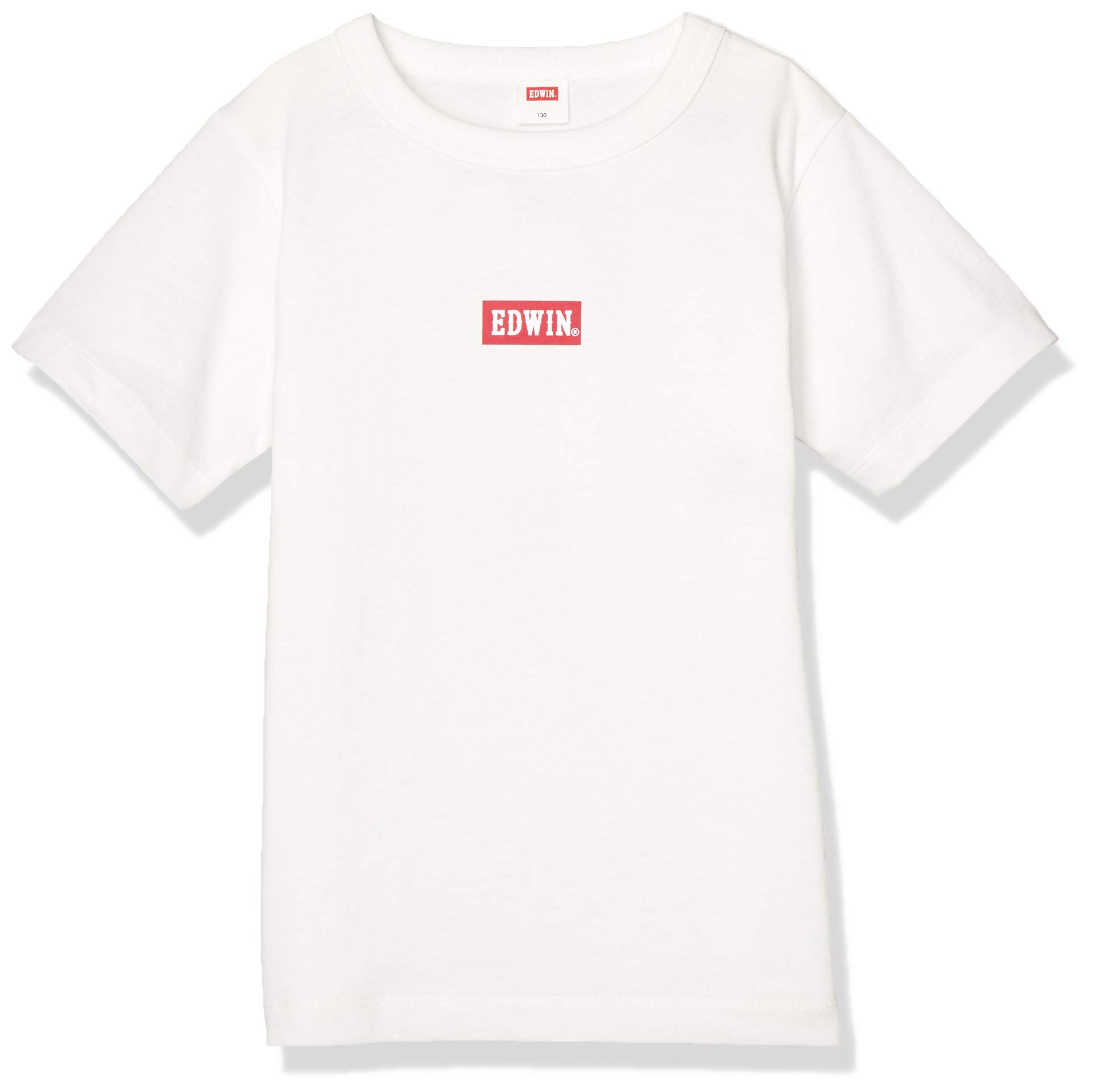 Edwin Official Box Logo Short Size 150 Kids T-Shirt, Sleeve, White, (ETK023)