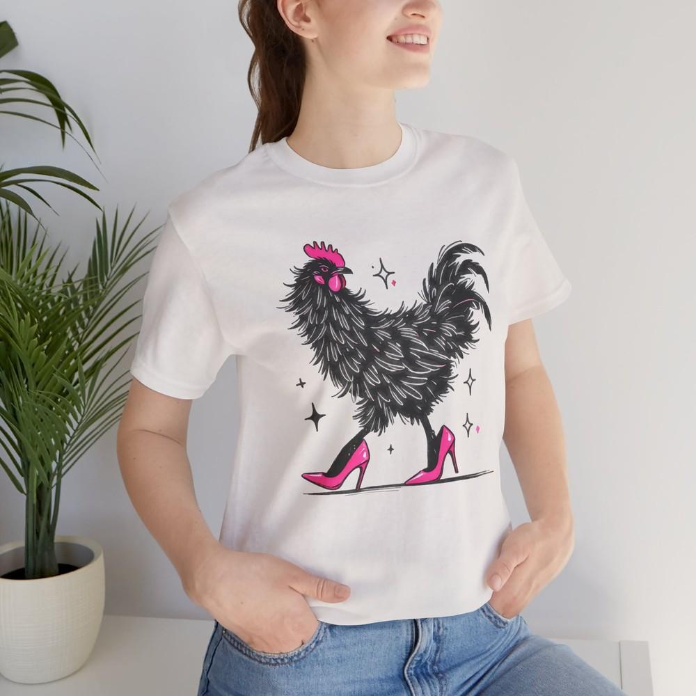 Unisex Tee, Chicken Shirt,  Chicken in Hot Pink Pumps, Funny Farm Animal Shirt Unisex T-Shirt XXXL