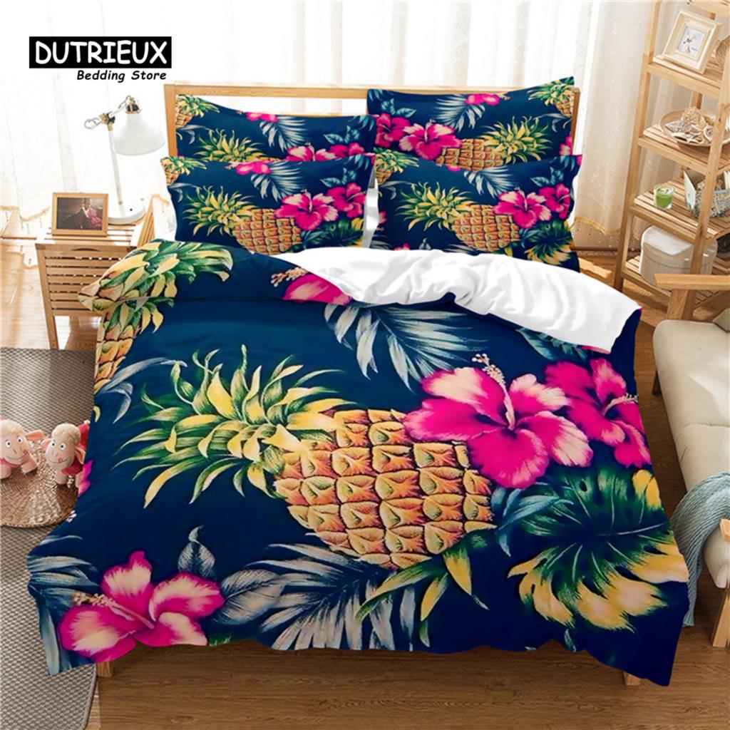 Flowers Duvet Cover Set, Fashion Flower Bedding Set, Soft Comfortable Breathable Duvet Cover, For Bedroom Guest Room Decor