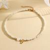 Bohemian Choker neck Initial necklaces heart-shaped shell letter pendant beads Women's stainless steel necklace woman trend2025
