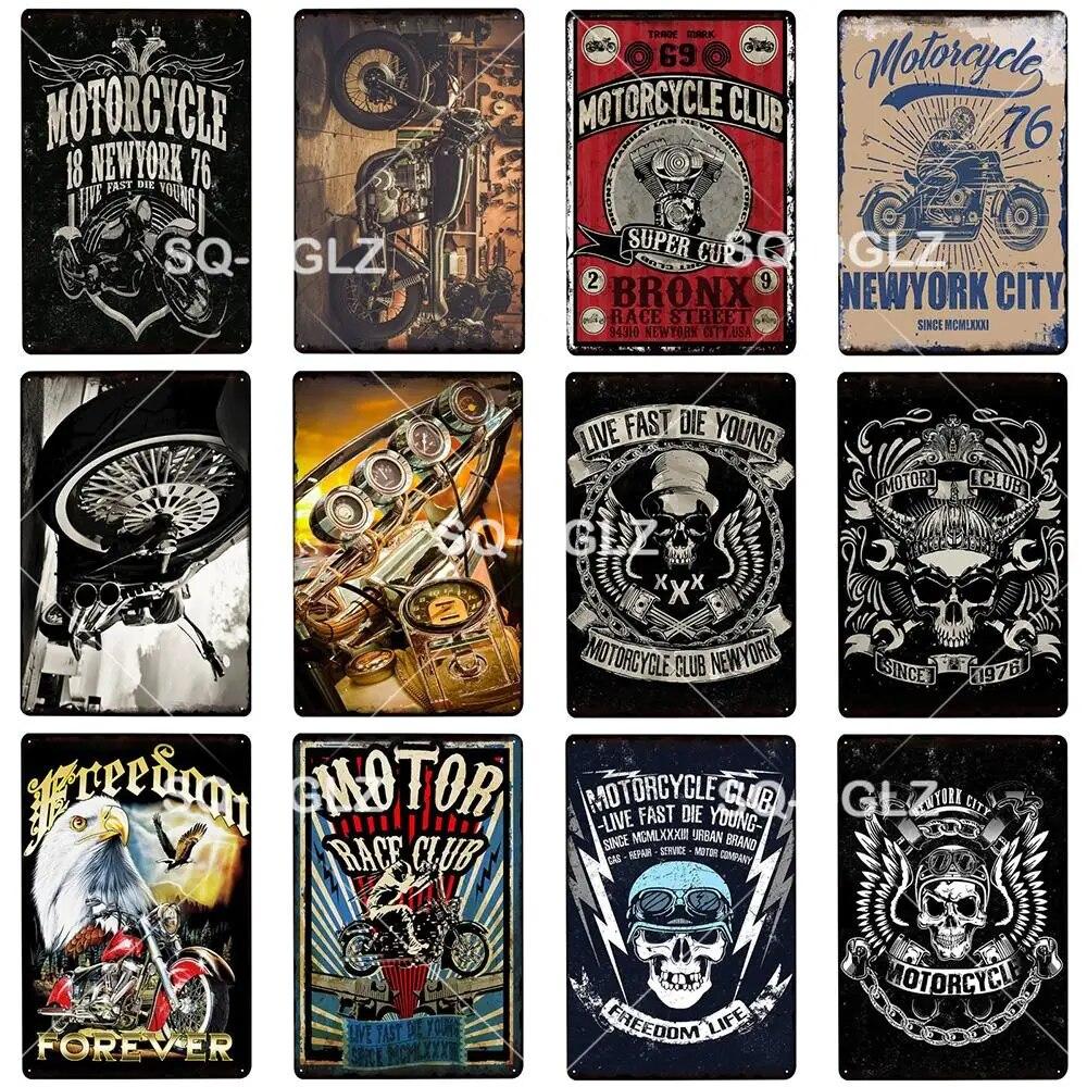 Motor Club Metal Sign Vintage Garage Tin Sign Bar Decor Plaque Pub Bar Decor Metalen Borden Poster Plate Art Poster
