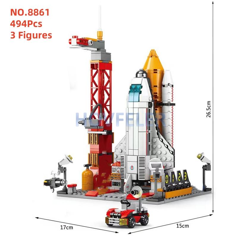 City Shuttle Satellite Rocket Building Blocks Space Station Saturn Astronaut Figure Man Bricks Set Gift for Boys