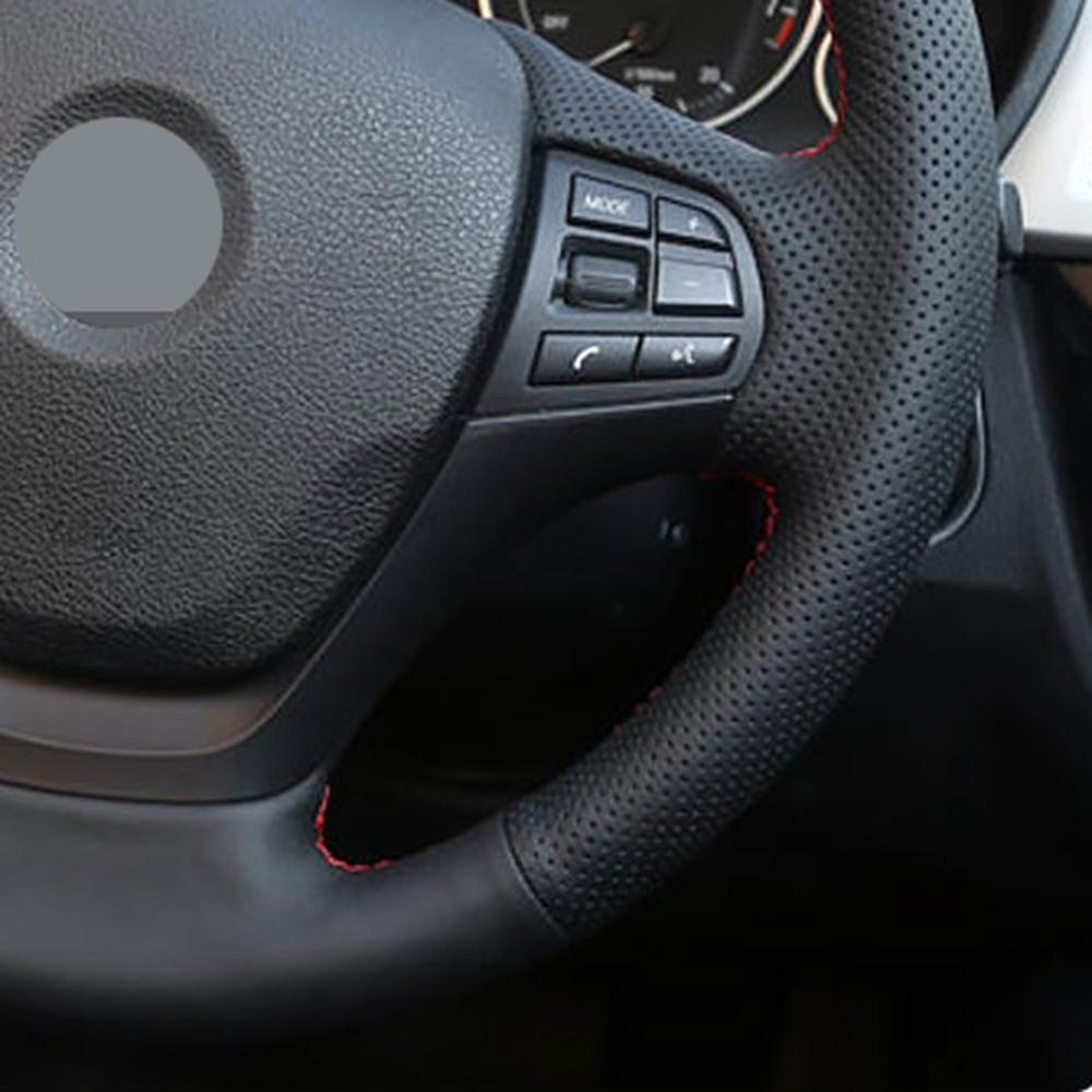 Osłona na kierownicę do samochodu ręcznie szyta antypoślizgowa czarna sztuczna skóra do BMW F30 F31 F34 F20 F21 F22
