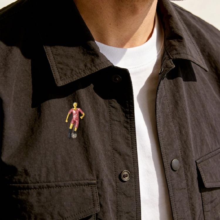 Vibrant Soccer Enamel Brooch Football Player Jewelry Elegant Clothing Accessory For Outfit Enhancement