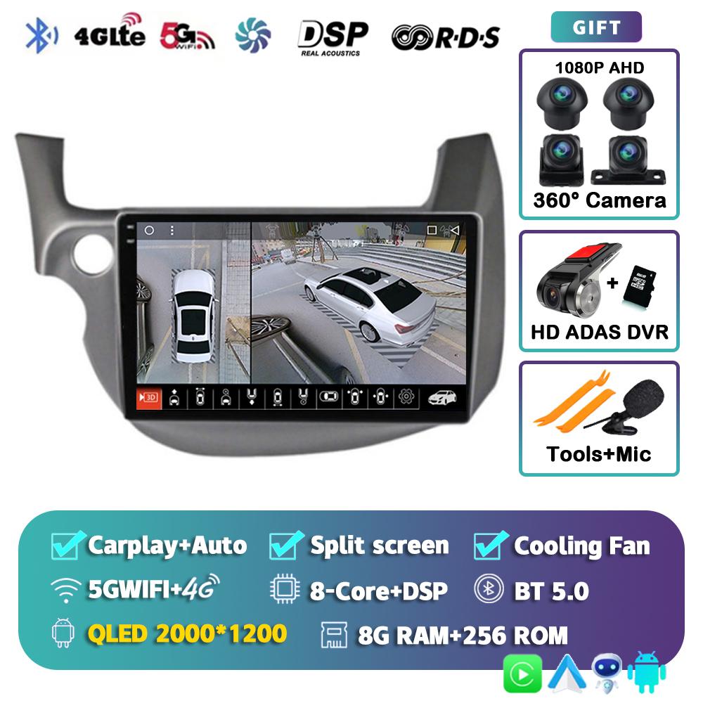 Android 14 Carplay Auto For HONDA FIT JAZZ 2007 - 2011 2012 2013 Car Radio Multimedia Player Video GPS Stereo WIFI+4G 2 Din DSP