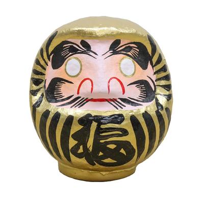 Traditionelle japanische Pappmaché Daruma Größe 2 Puppe ganz in Gold, (12cm Länge),