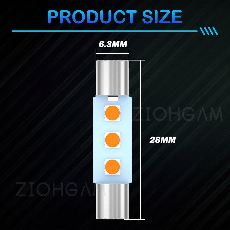 

ZIOHGAM 2PCS T6 C10W Led 28mm C5W Festoon Bulb 6614F 6612 SV8.5 3030 Dome Trunk Door Signal Lamp Car Interior Light Warm White 28MM белый