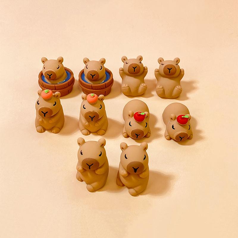 Mini Capybara Resin Miniature Figurine Resin Diy Accessories Desktop Small Ornaments Homemade Car Decoration Figurines