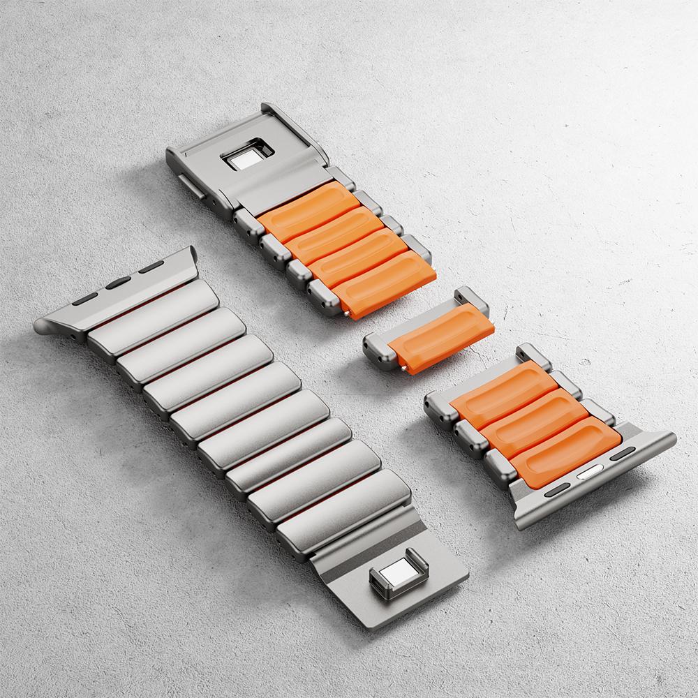 Titanium Fluoroelastomer Rubber Strap For Apple Watch Series 11 Band 46mm Magnetic Belt For Iwatch Ultra3 49mm 10 9 8 7 45mm 6 5 4 Se 44mm 42mm