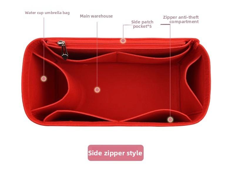 

Felt Purse Organizer Insert For LV Neverfull MM GM PM Bag Shaper Liner Bag In Bag Organizer With Zipper Pockets Premium Storage 27 10 15cm червоний