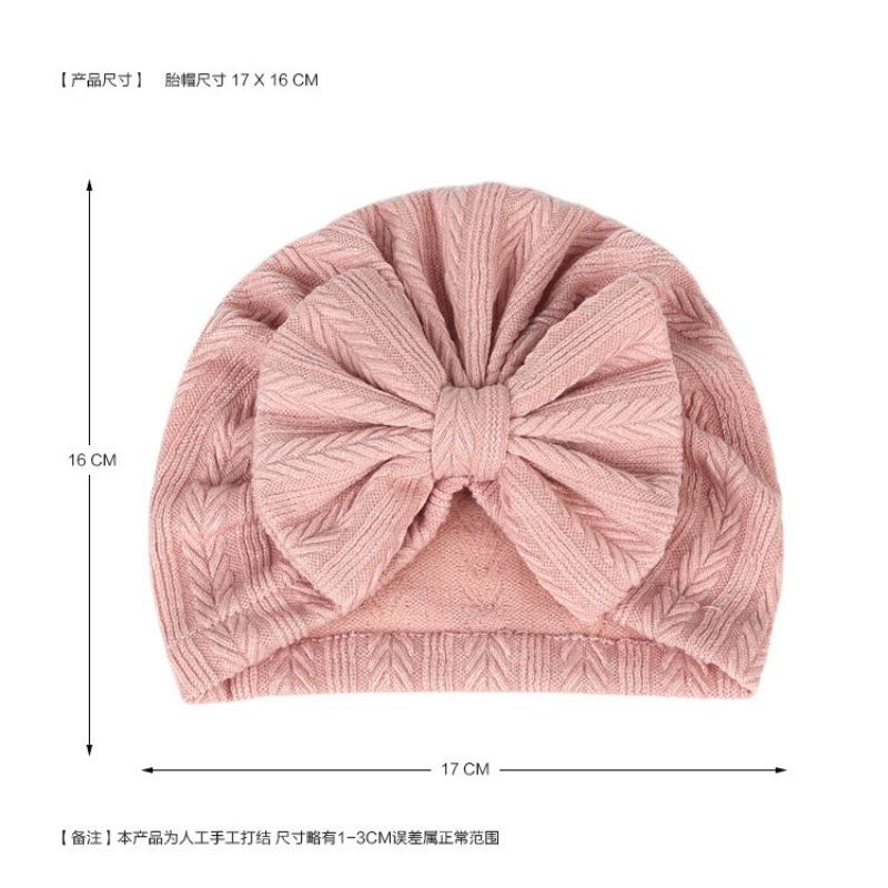 New baby hat baby hat elastic jacquard Indian hat bow windproof children's hat knitted pullover hat