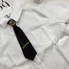 Vintage Metal Bear Pin Necktie for Women Men Preppy Student Japanese Pre Tied Adjustable Ties for Uniform School Shirt