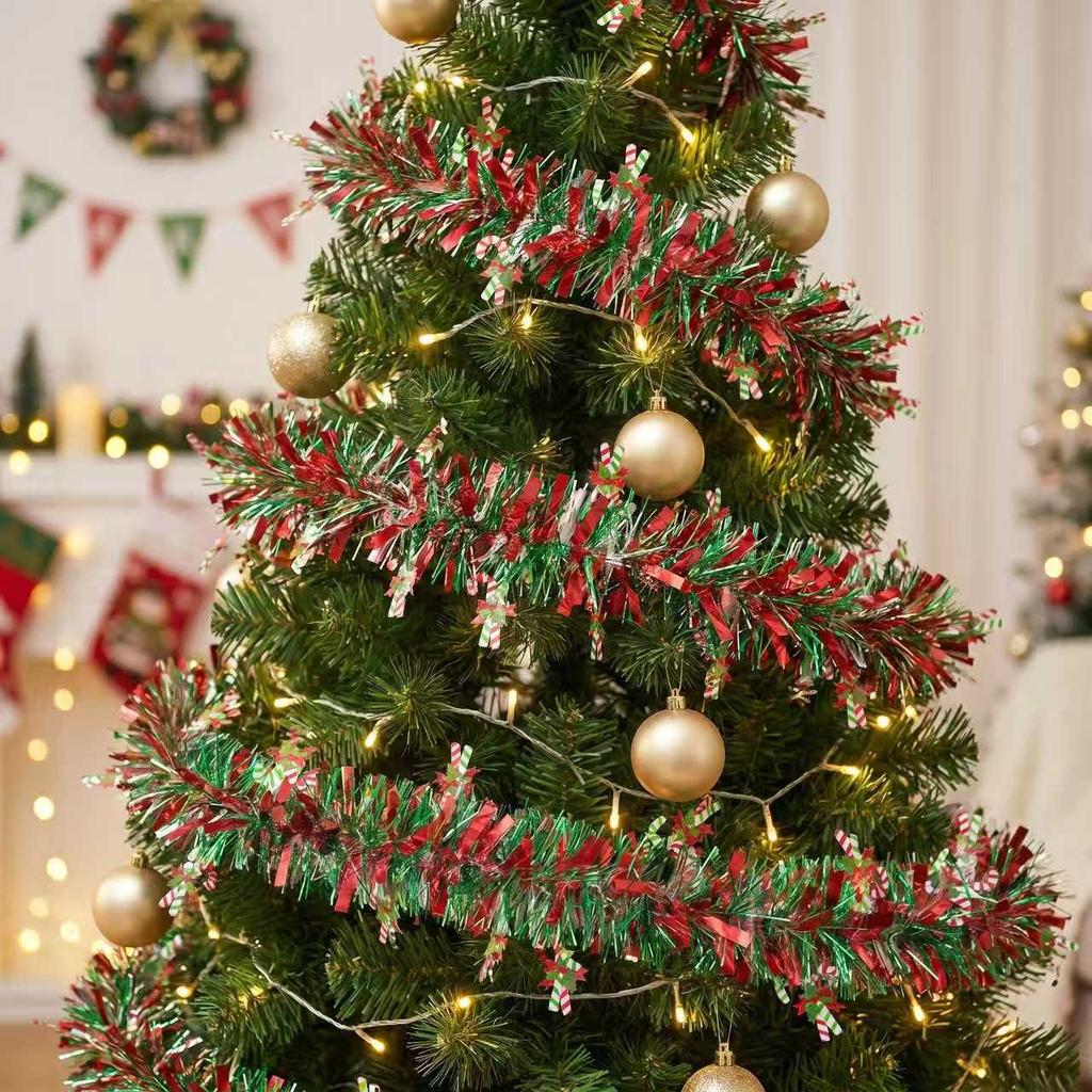 2M Christmas Tinsel Garland Iridescent Red Green Metallic Tinsel Twist Garland Glitter Hanging for Xmas Tree Decoration Party 7