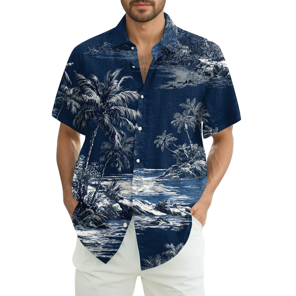 Herrskjorta med tryck, kortärmad design