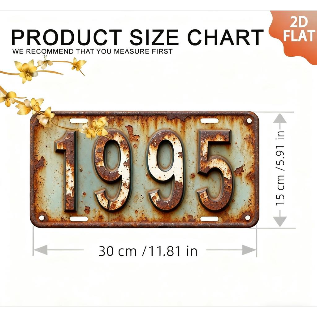 High Definition Metal Tin Sign Vintage Year Number License Plate Style Rustic Retro Wall Art Decor for Home Bar Garage