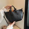 PU Leather Women's Large Capacity Bucket Shoulder Bags Trend Aesthetic Solid Color Luxury All-match Crossbody Bag KTY