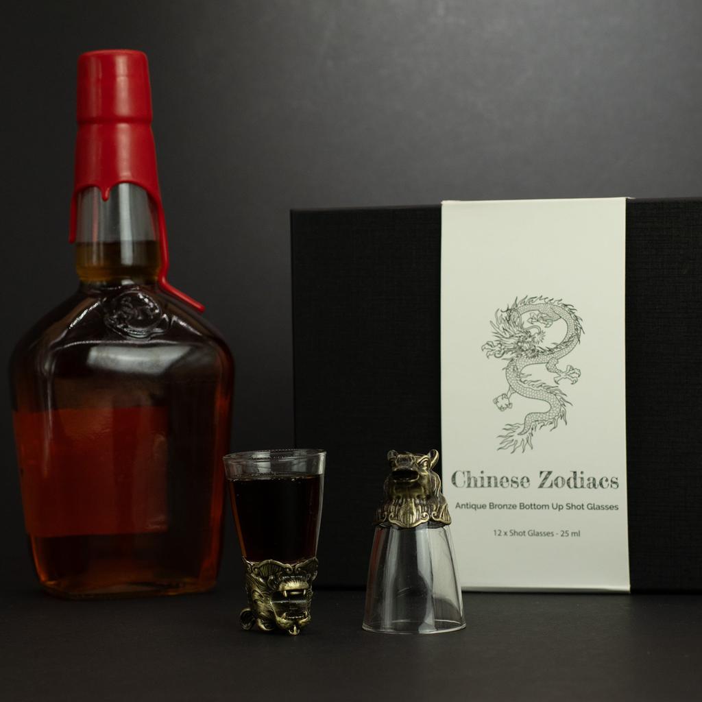 Chinese Zodiac Animal Shot Glasses, 25ml, 12-Piece Set