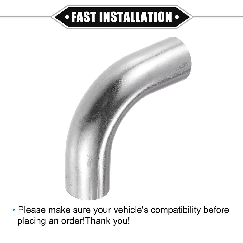 ABSOPRO Sání výfuku koleno pro DIY sací potrubí pro a Univerzální 304 Nerez 38mm Vnější 100mm Noha 90 Stříbrná 2 Kusy Potrubí/Potrubí mezichladiče/Vzduch