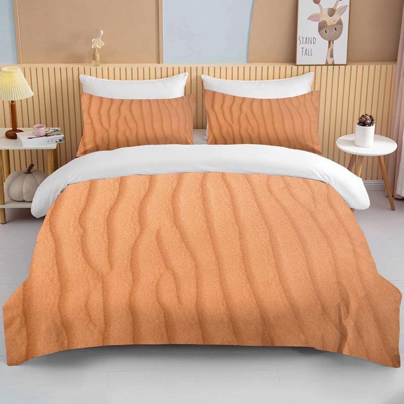 Natur Sand 3D-effekt Sängkläder Set King Size Dubbelsäng Mikrofiber Eller Polyester Påslakan Set Täcke Sängkläder Set