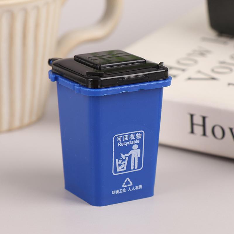 

1:12 игрушек для декора кукольного домика, модель мини-мусорного бака/мини-корзина для мусора/органайзер для ручек, домашний контейнер для хранения, пластиковый мусорный бак на колесиках