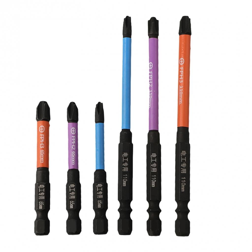 65mm/110mm Screwdriver Bits 6pcs 6x Alloy Steel HRC63 Hardness