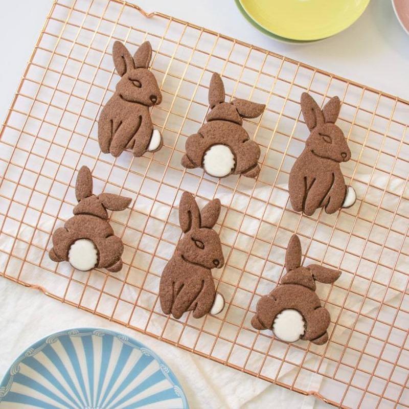 Easter Cookie Cutters Set, 9 Pieces 3D Plastic Easter Eggs Stamp Molds Linzer Cookie Cutters for Easter Party Supplies Decorations