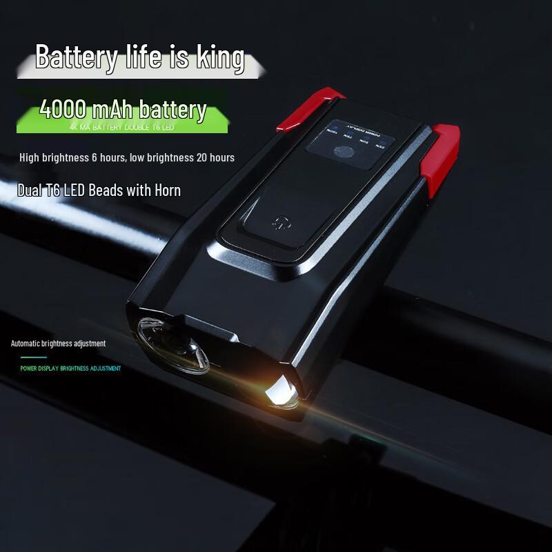 

Lishi High-Brightness Dual-LED Rechargeable Bicycle Headlight with Horn