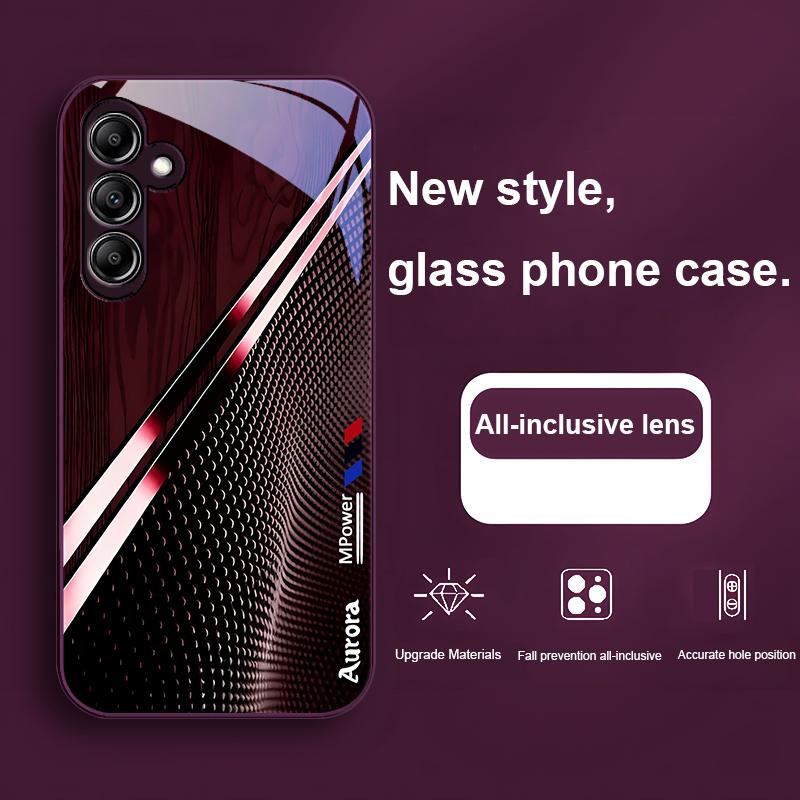 Glass Phone Case For Samsung Galaxy A01 A02 03 Core A04 14 4G 13 54 34 31 20 25 23 22 5G S21 Ultra S20 Gradient Wood Grain Green