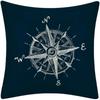 Nautical Style Linen Pillowcase 45x45cm Compass Design Sofa Cushion Cover Home Decor Mediterranean Theme