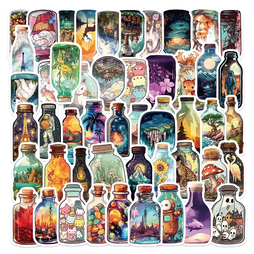 

50pcs INS Drink Bottle Anime Cartoon Things Stickers for Party Skateboard Scrapbooking Laptop Suitcase Decals