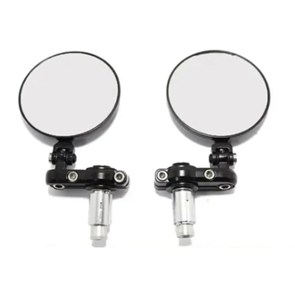 2 Pcs Motorcycle Rearview Mirror Round Folding Bar End Rear View Side Mirror Black for 78in Outer