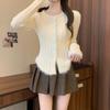Women's Autumn Winter Maillard Retro Unique Fitted Sweater Knit Undershirt Inner Wear High-End Designer Niche Top